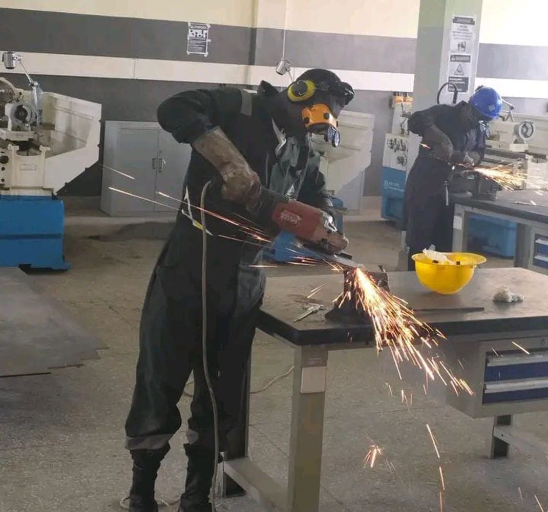 Mechanical Engineering Trainees During a Practical Session